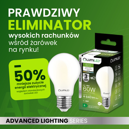 6x Żarówka LED E27 A60 4W = 60W 840lm 4000K Neutralna 360° FILAMENT LUMILED