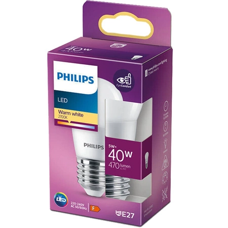 Żarówka LED Kulka E27 P45 5W = 40W 470lm 2700K Ciepła PHILIPS