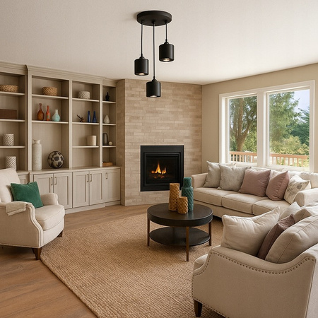 Lampa Sufitowa Oprawa Wisząca 3x E27 Okrągła Czarna Miedziana Elza Masterled