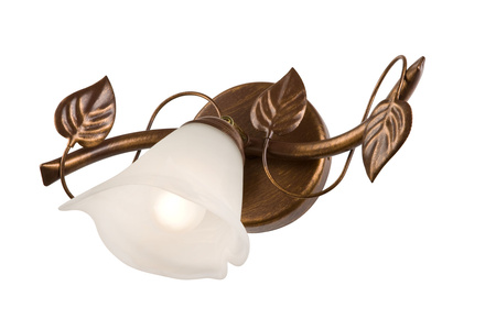 Lampa Ścienna Kinkiet BLUSZCZ E14 Biały Brązowy Klasyczny KM-1.13 Lamkur