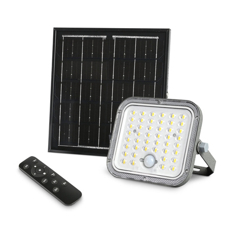 Naświetlacz Lampa Solarna z Czujnikiem 20W 1400lm 5000K Neutralna 90° 3.2V IP65 IK07 Natynkowy Szary VIDEX