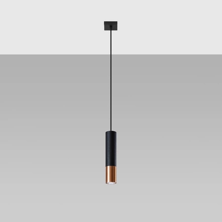 Lampa Sufitowa Oprawa Natynkowa SPOT TUBA GU10 Wisząca Zwis Tubularna Czarna Miedź Nowoczesna Loopez Sollux