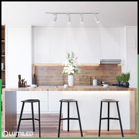 Zestaw Szyna Oświetleniowa Szynoprzewód 1m + 4x Reflektor Szynowy SAGI GU10 Biało Złoty LUMILED