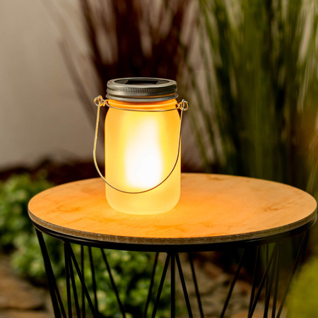 Lampion Ogrodowa LED Solarna Dekoracyjna Słoik Płomień 13cm
