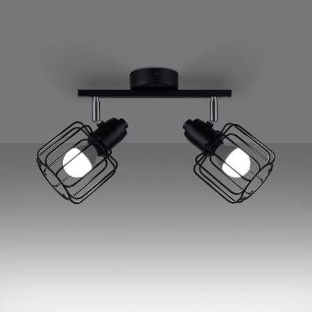 Lampa Sufitowa Wisząca 2x E14 Listwa Żyrandol Geometryczna Geometryczna Czarna Nowoczesna Beluci Sollux
