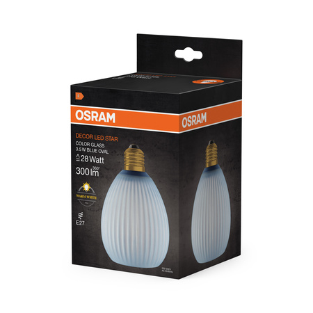 Żarówka LED E27 Owalna 3.5W 300lm 2700K Ciepła Dekoracyjna Niebieska Osram