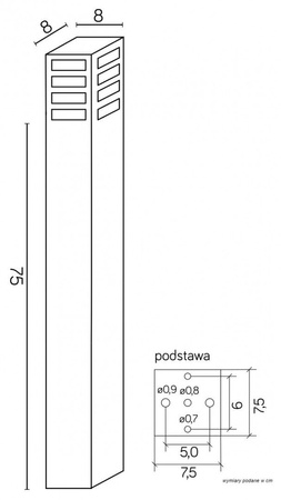 Lampa Ogrodowa Zewnętrzna Stojąca SŁUPEK RADO III 1 DG E27 75cm Su-Ma
