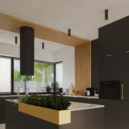 Lampa Sufitowa Oprawa Natynkowa Tuba Spot 1x GU10 Czarna Złota Nero Bittersweet Shimmer SL.1411 Sollux