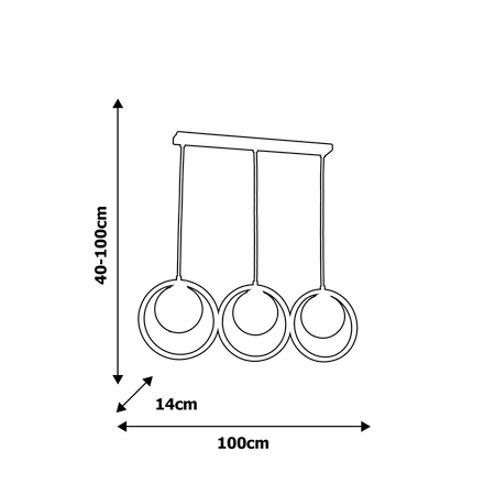 Lampa wisząca BOSTON 3xE14 Czarne Obręcze Geometryczne Loft MLP5595 Milagro Metal + Szkło