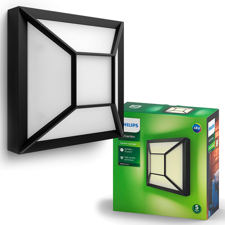 Lampa Ogrodowa LED Kinkiet Elewacyjny DROSERA myGarden 12W 2700K IP44 Sufitowa 19cm Czarno-Biała PHILIPS