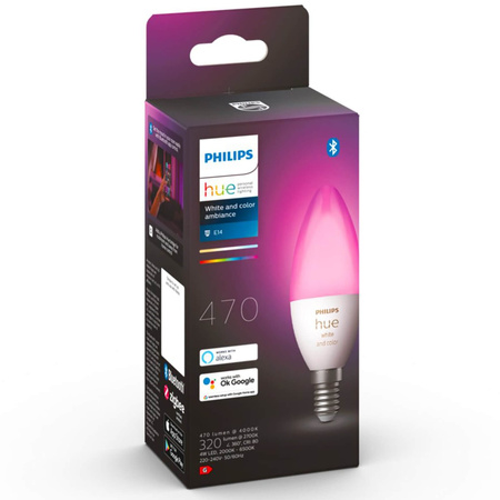 Żarówka LED Świeczka E14 B39 5,3W CCT RGB PHILIPS HUE White & COLOR Ambiance Bluetooth Zigbee