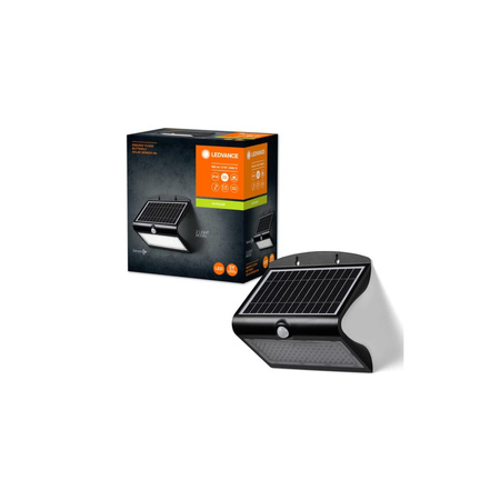 Lampa Solarna Ogrodowa Zewnętrzna Kinkiet Elewacyjny LED  8W 850lm 4000K IP65 Czarny Z Czujnikiem Ruchu i Zmierzchu Endura Ledvance
