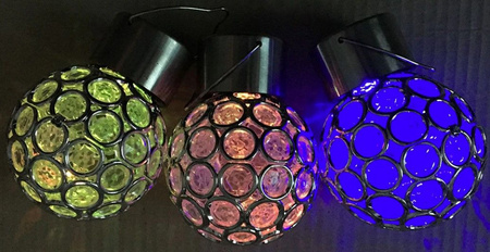 Lampa ogrodowa LED solarna KULA Plaster 8cm LED RGB wisząca Volteno