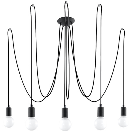 Lampa Sufitowa Wisząca Zwis 5x E27 Nieregularna Czarna Industrialna Edison Sollux