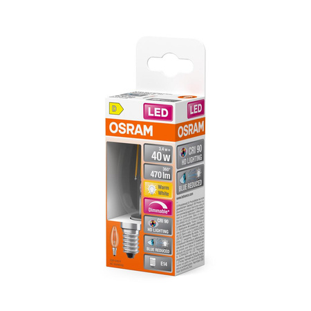 Żarówka LED B35 Świeczka E14 3.4W = 40W 470lm 2700K Ciepła CRI90 300° Filament Ściemnialna SUPERSTAR PLUS CLASSIC Osram