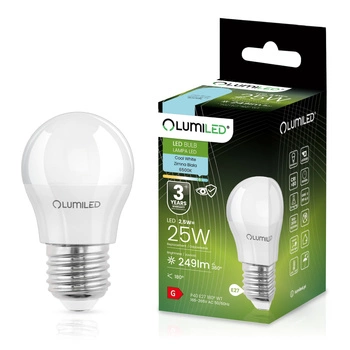 Żarówka LED E27 P40 2,5W = 25W 249lm 6500K Zimna 180° LUMILED