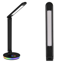Lampka Biurkowa LED Stołowa 7W 450lm 4000K Neutralna RGB 120° Czarna Ściemnialna Neptun Sanico Goldlux