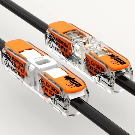 Złączka Instalacyjna Szybkozłączka Przelotowa WAGO 221-2411 na PRZEWÓD 2x0,2-4mm