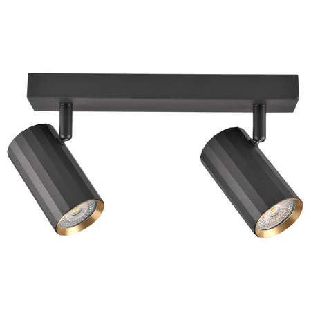 Oprawa Ścienno-Sufitowa Reflektor Punktowy 2x GU10 Czarna Złota NICEA Sanico Goldlux