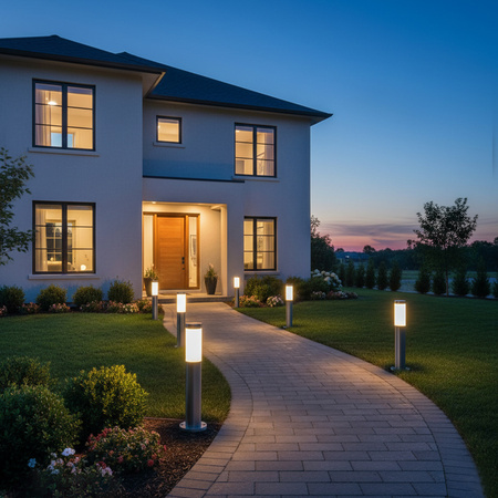 Lampa Ogrodowa Zewnętrzna E27 INOX SŁUPEK 45cm Lilium LUMILED