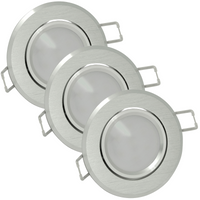 3x Oprawa sufitowa podtynkowa SUN OLAL srebrny szczotkowany alu GOLDLUX (Polux) + LED GU10 3,5W