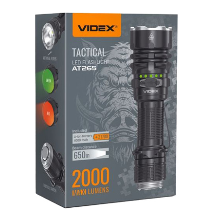 Latarka Ręczna Akumulatorowa LED 20W 2000lm 4 Tryby Pracy USB-C Wodoszczelna IP68 Videx