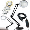 Lampka Biurkowa LED 8W CCT Kreślarska Stołowa 3x Szkło Powiększające Lupa LUCA 2 Czarna LUMILED