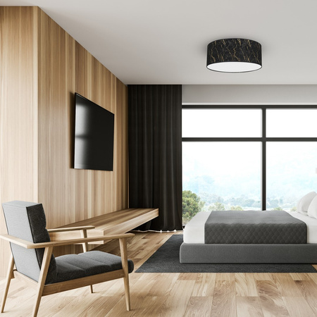 Plafon LED Lampa Sufitowa SENSO Czarna Złota 2xE27 Ø40cm Milagro