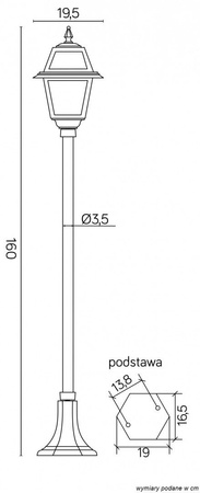 Lampa Ogrodowa Zewnętrzna Słupek LATARNIA E27 Witraż K 5002/1 N 160cm czarny Su-Ma