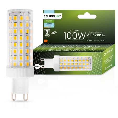 Żarówka LED G9 KAPSUŁKA 12W = 100W 1152lm 6500K Zimna 360° LUMILED