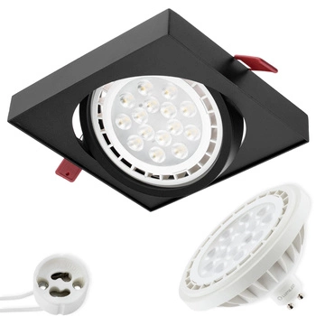 Zestaw Oprawa Podtynkowa Ruchoma GU10 ES111 Kwadrat Czarna Carpi LUMILED + Żarówka LED GU10 ES111 15W 4000K