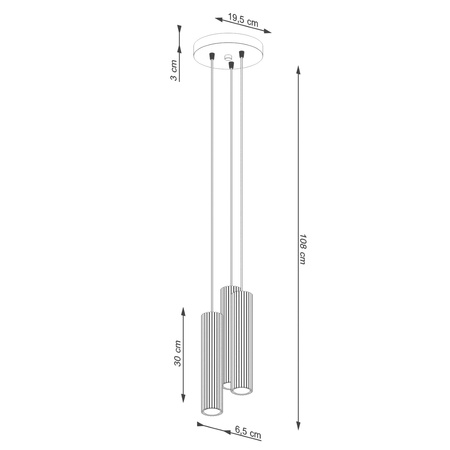 Lampa Wisząca Sufitowa Zwis Tuba Spot 3x GU10 Beżowa Karbon Deep Space SL.1595 Sollux