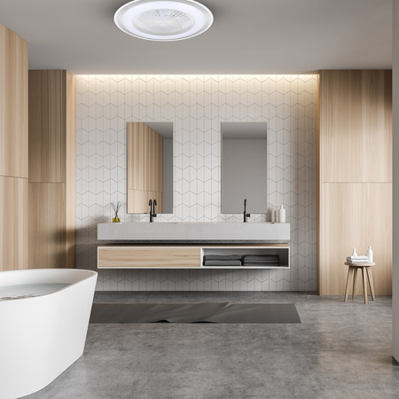 Plafon LED Lampa Sufitowa Natynkowa LED ZONDA Srebrny 48W z wentylatorem Milagro