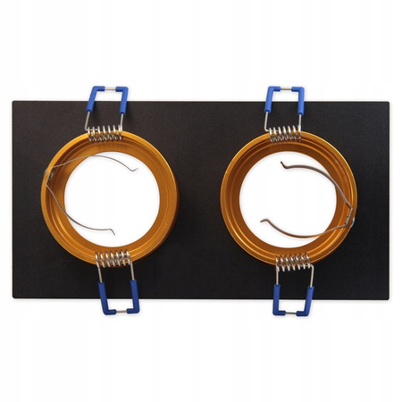 Oprawa podtynkowa podwójna SPOT 2x GU10 prostokątna czarna złota