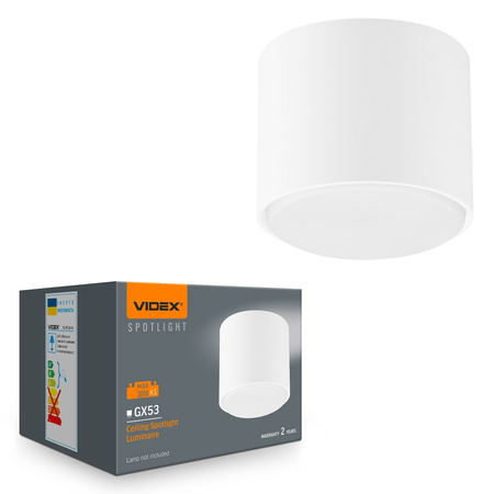 Oprawa Natynkowa SPOT Lampa Sufitowa Punktowa 1x GX53 Biała Videx