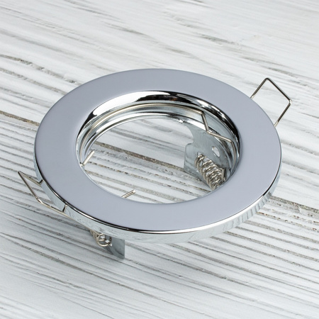 Oprawa HALOGENOWA Podtynkowa Stała Okrągła Chrom Blacha GU10 MR16