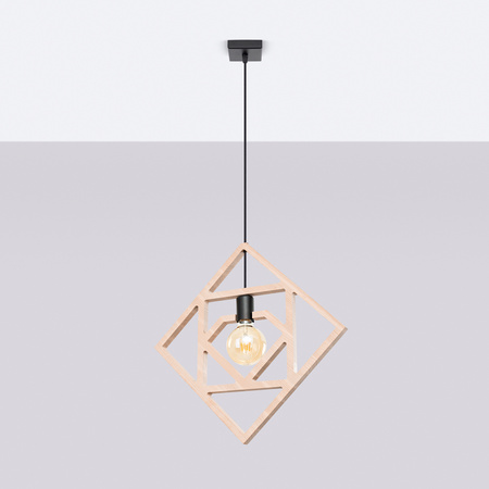 Lampa Wisząca Sufitowa E27 Naturalne Drewno CARO Peach Puff SL.1757 Sollux
