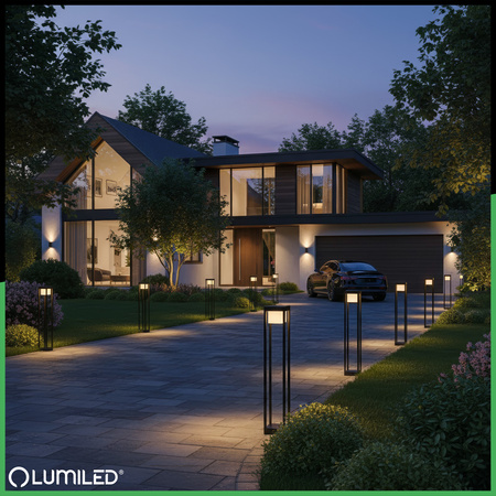 Lampa Ogrodowa Słupek Zewnętrzny Stojący LED 12W 3000K 80cm Czarny QUERCUS LUMILED