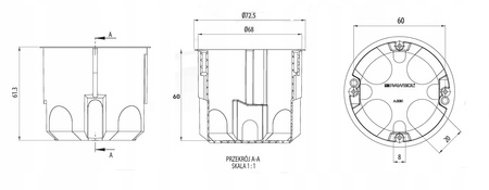 Puszka Instalacyjna Wiatroszczelna PK60 Głęboka do Płyt Gipsowych + Wkręty PAWBOL