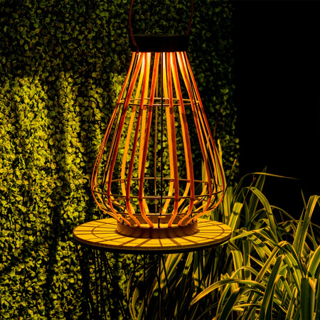 Lampa Solarna LED Zewnętrzna Ogrodowa Stojąca Wisząca Latarenka 3000K IP44 37cm Czujnik Zmierzchu