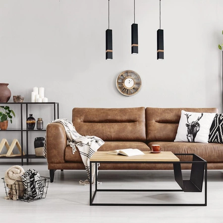 Lampa wisząca w stylu skandynawskim loft czarna MiLAGRO VIDAR 3x GU10 Metal + drewno