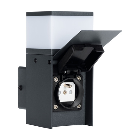 Kinkiet Ogrodowy Lampa Elewacyjna Zewnętrzna z Gniazdkiem G9 IP44 Antracyt DASTEN Kanlux