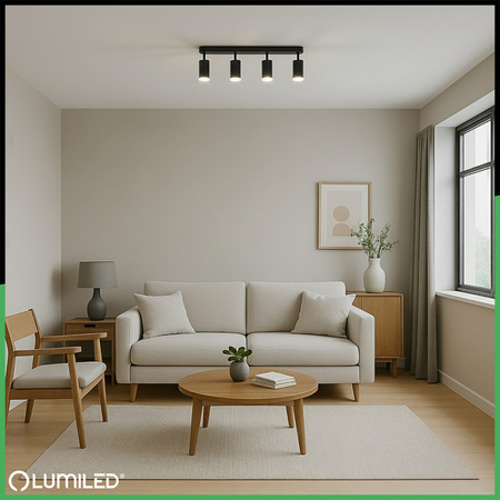 Lampa Sufitowa Reflektor LED Spot 4x GU10 IP44 ADERO Czarna Lumiled