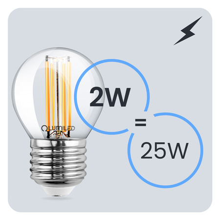6x Żarówka LED E27 Kulka P45 2W = 25W 249lm 4000K Neutralna 360° FILAMENT LUMILED