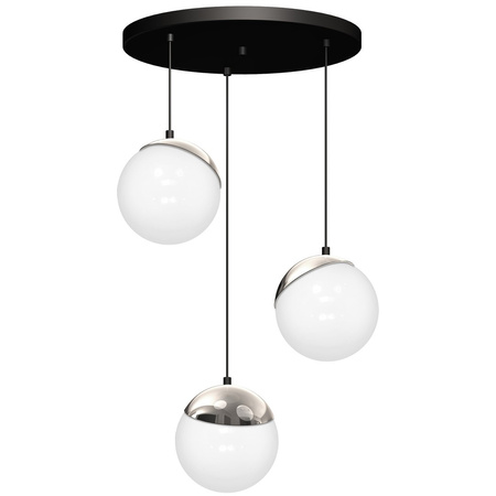 Lampa wisząca SFERA 3xE14 Białe Kule Chromowane Detale MLP8884 Milagro Metal + Szkło