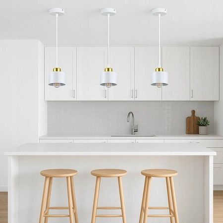 Lampa Sufitowa Oprawa Wisząca Zwis E27 Biała Złota Elza Masterled