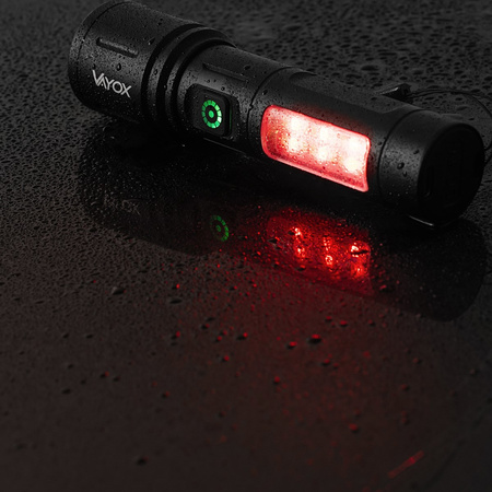 Latarka Akumulatorowa LED Taktyczna 5W 260lm Lampka Ręczna Mocna + SMD VA0184 VAYOX