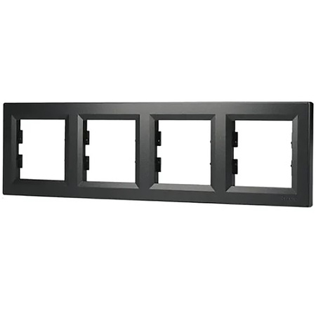 Ramka 4-krotna Pozioma Do Gniazda Poczwórna Asfora Antracyt