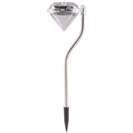 Lampa Solarna Ogrodowa LED Wbijana Ozdobna Zewnętrzna DIAMENT Chrom RGB