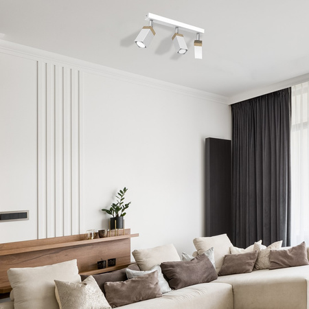 Lampa Sufitowa SOLO SAWN Biała Patyna Drewniana 3x mini GU10 Milagro